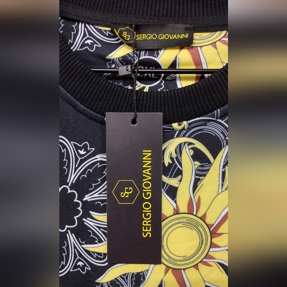 NWT Sergio Giovanni Floral Gold Chain Sweatshirt Men's 2XL Multicolor Boho Retro - Picture 7 of 8